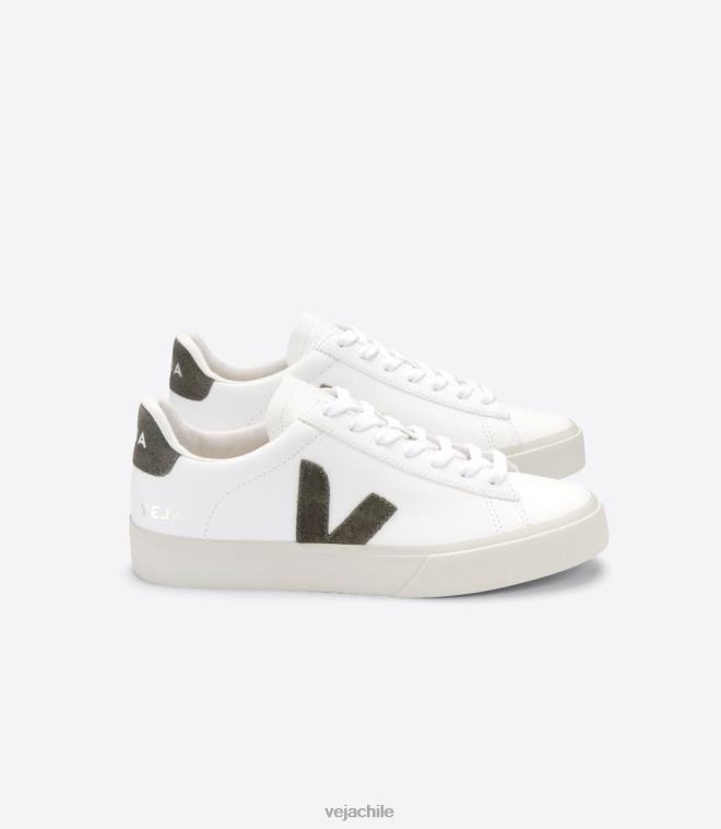 Veja hombres campo cuero sin cromo blanco kaki PDFXH12 zapatos