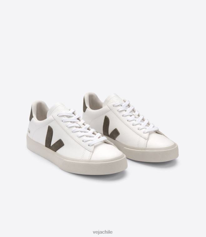 Veja hombres campo cuero sin cromo blanco kaki PDFXH12 zapatos