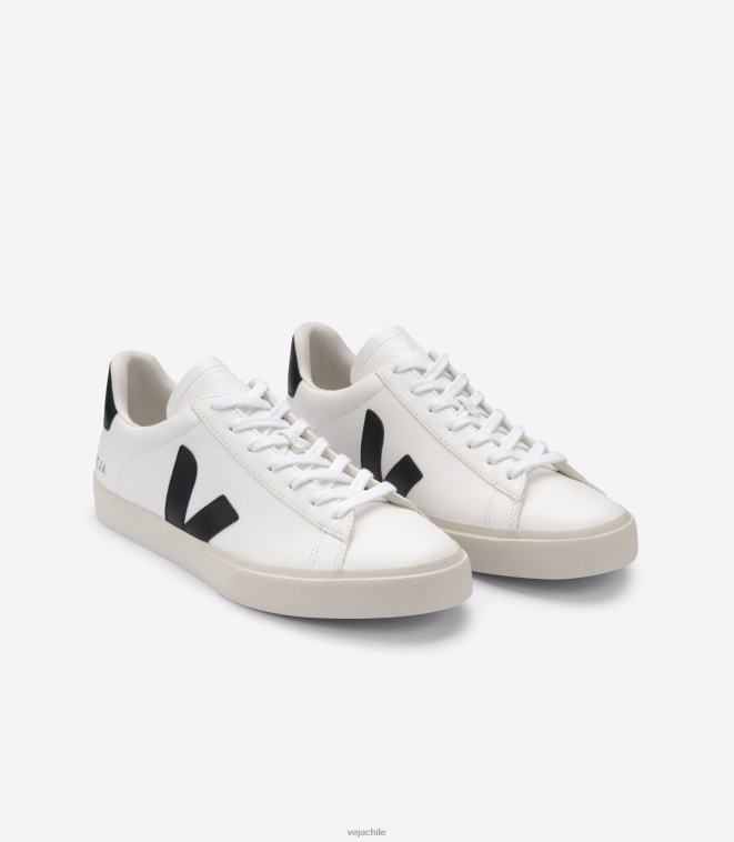 Veja hombres campo cuero sin cromo blanco negro PDFXH6 zapatos