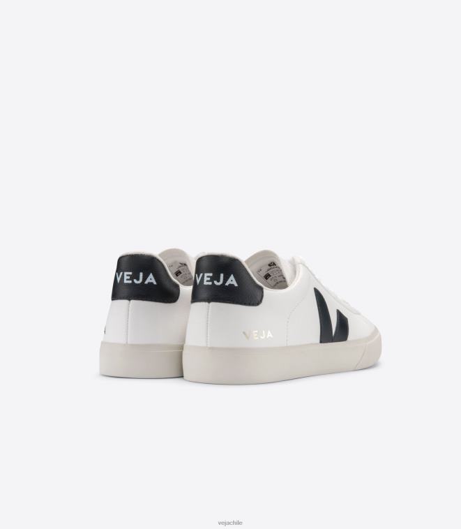 Veja hombres campo cuero sin cromo blanco negro PDFXH6 zapatos