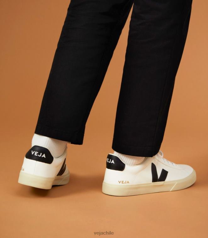 Veja hombres campo cuero sin cromo blanco negro PDFXH6 zapatos