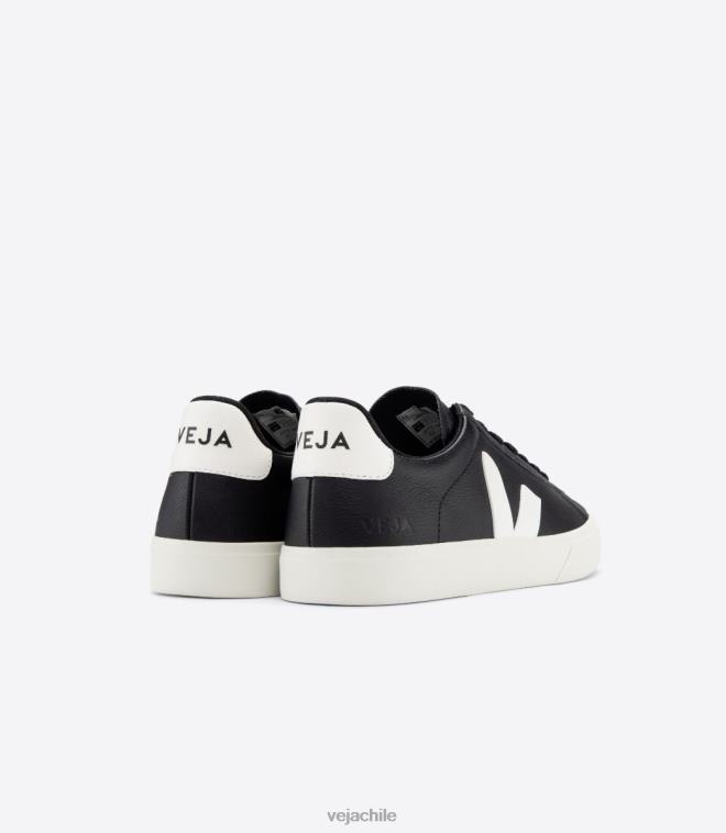 Veja hombres campo cuero sin cromo negro blanco PDFXH15 zapatos