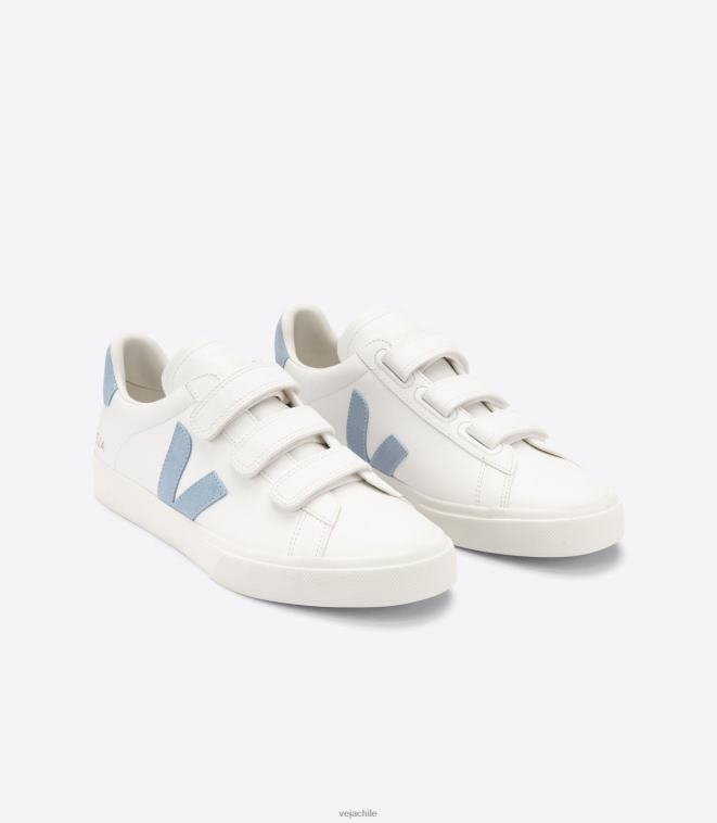 Veja hombres Recife cuero sin cromo acero blanco PDFXH116 zapatos