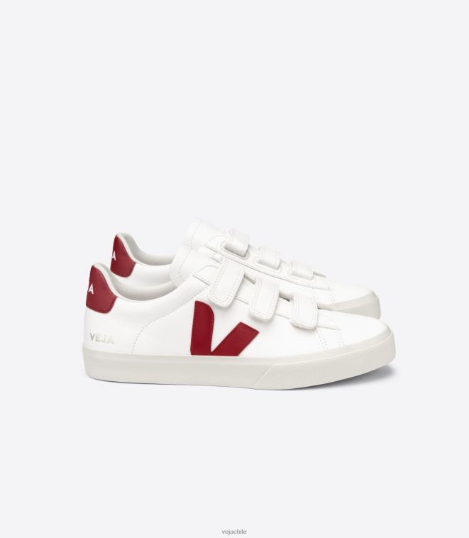 Veja hombres Recife cuero sin cromo blanco marsala PDFXH115 zapatos