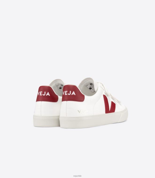 Veja hombres Recife cuero sin cromo blanco marsala PDFXH115 zapatos