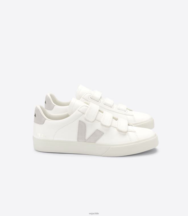 Veja hombres Recife cuero sin cromo blanco natural PDFXH108 zapatos