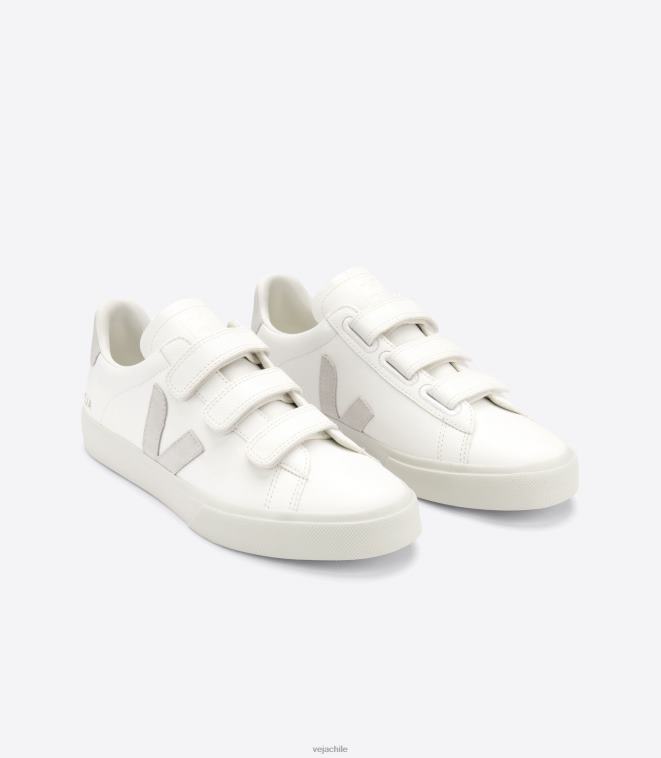 Veja hombres Recife cuero sin cromo blanco natural PDFXH108 zapatos