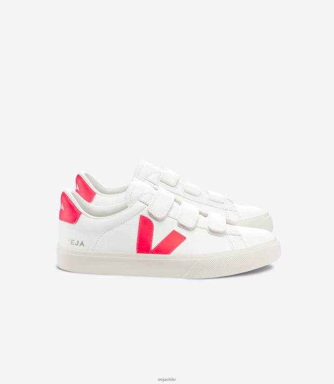 Veja hombres Recife cuero sin cromo blanco rosa fluo PDFXH112 zapatos