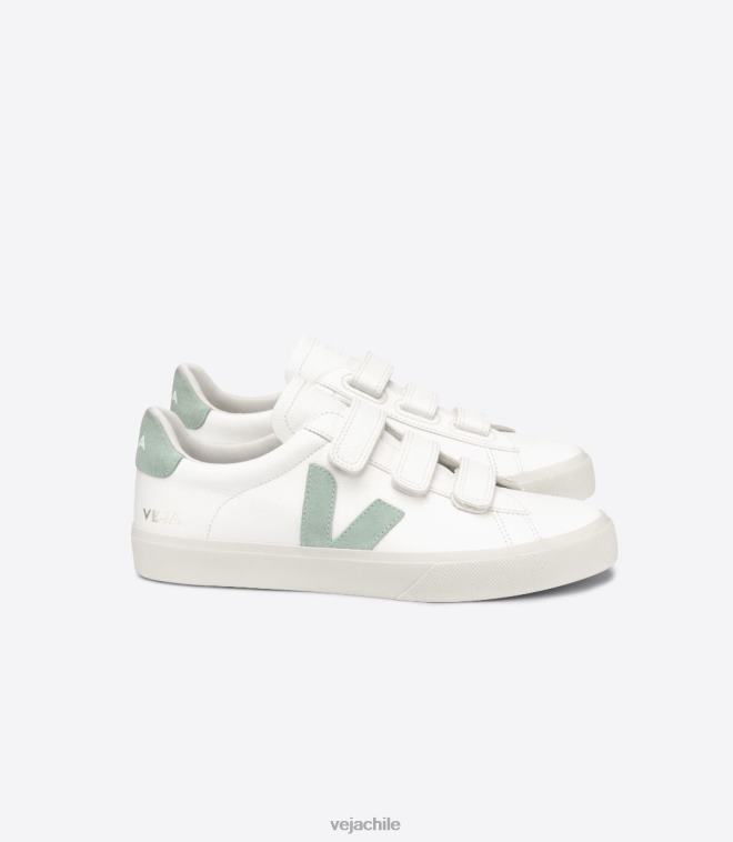 Veja hombres Recife cuero sin cromo matcha blanco PDFXH109 zapatos