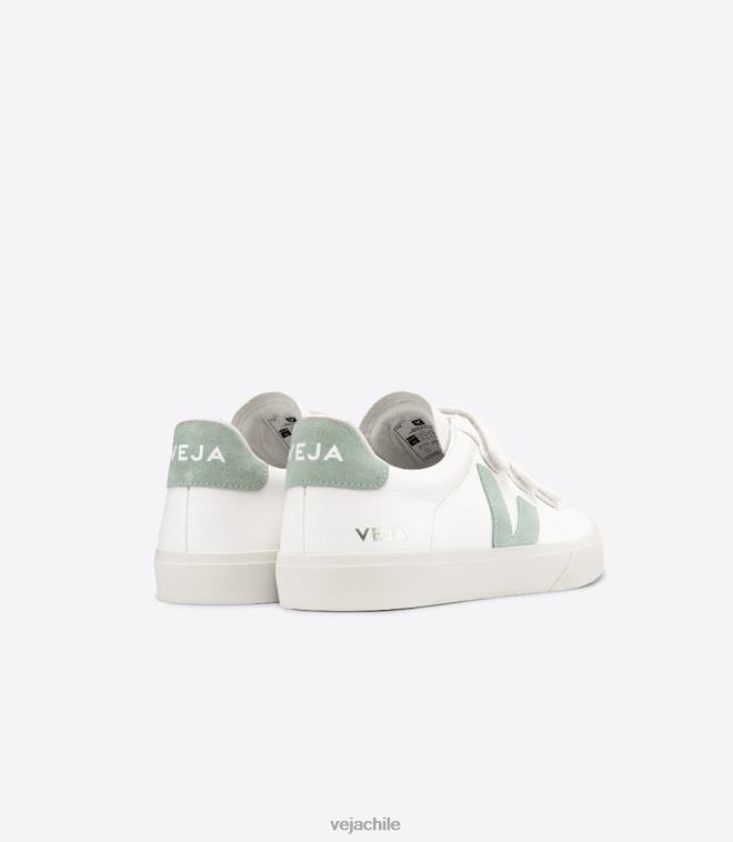 Veja hombres Recife cuero sin cromo matcha blanco PDFXH109 zapatos