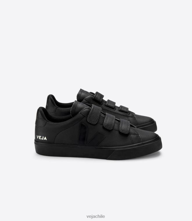 Veja hombres Recife cuero sin cromo negro completo PDFXH111 zapatos