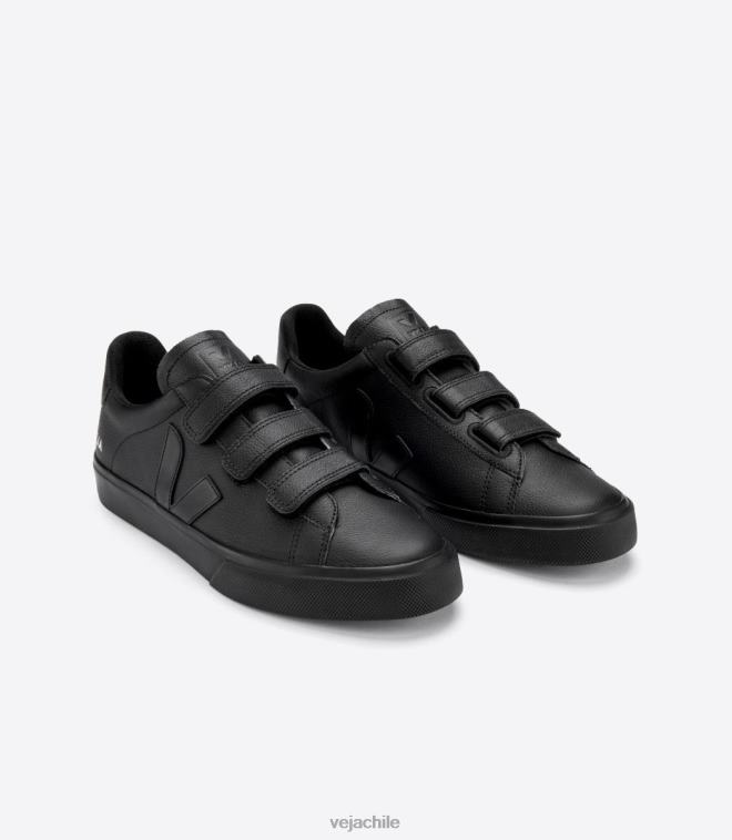 Veja hombres Recife cuero sin cromo negro completo PDFXH111 zapatos