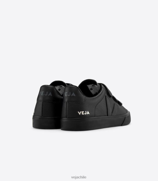 Veja hombres Recife cuero sin cromo negro completo PDFXH111 zapatos