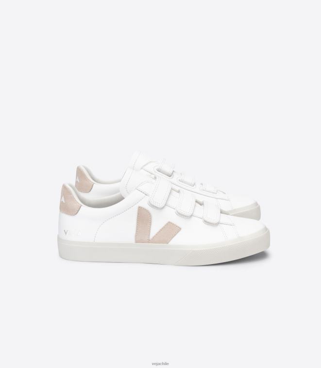 Veja hombres Recife cuero sin cromo sable blanco PDFXH113 zapatos