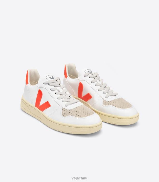 Veja hombres v-10 cwl blanco naranja fluo PDFXH51 zapatos