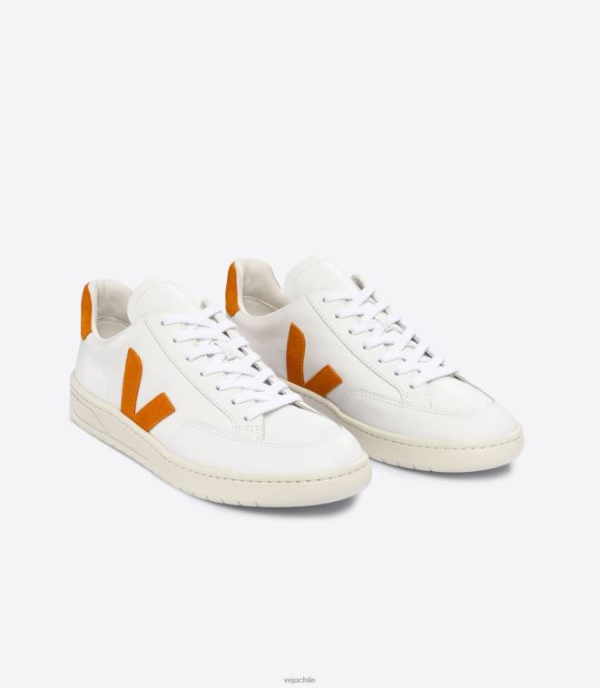 Veja hombres v-12 cuero blanco calabaza PDFXH36 zapatos