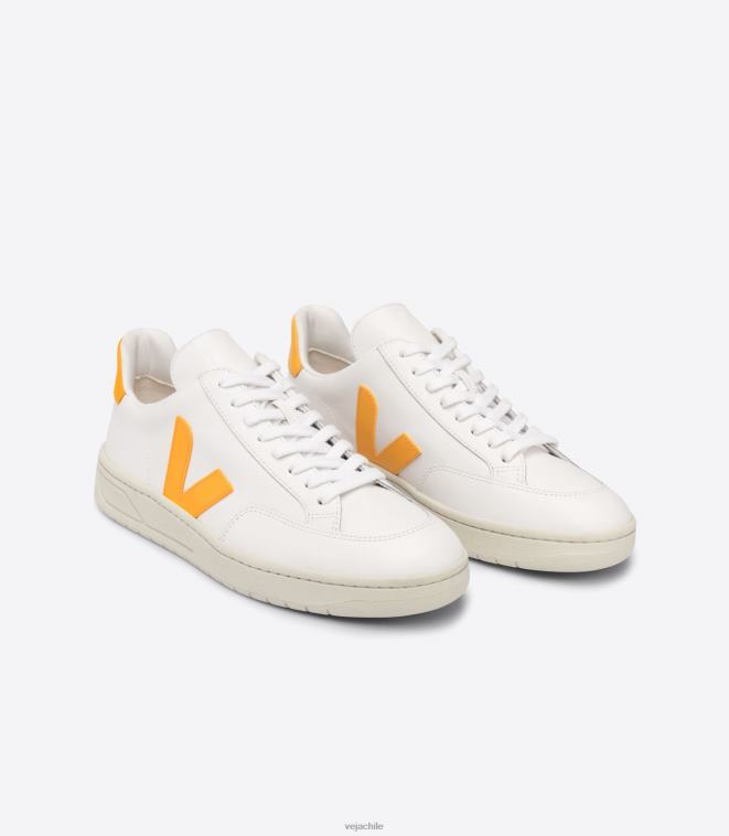 Veja hombres v-12 cuero blanco ouro PDFXH32 zapatos