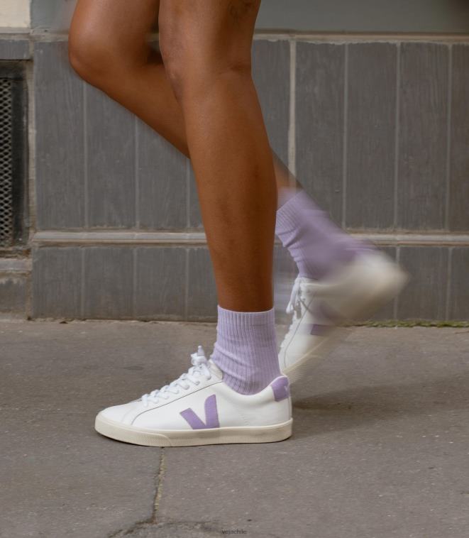 Veja mujer cuero esplar extra blanco lavanda PDFXH242 zapatos