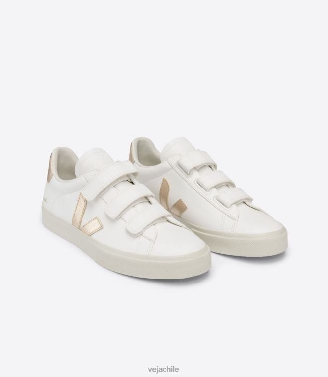 Veja mujer Recife cuero sin cromo blanco platinado PDFXH246 zapatos