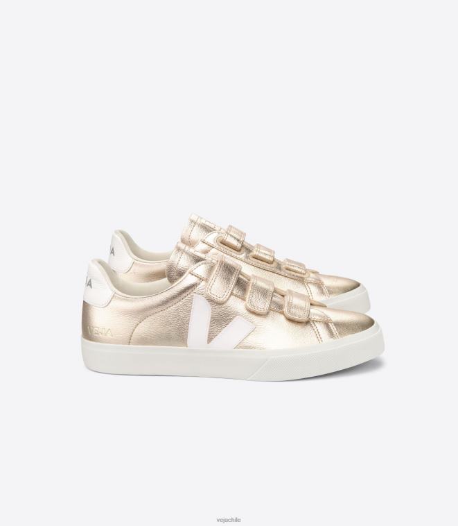 Veja mujer Recife cuero sin cromo platinado blanco PDFXH245 zapatos