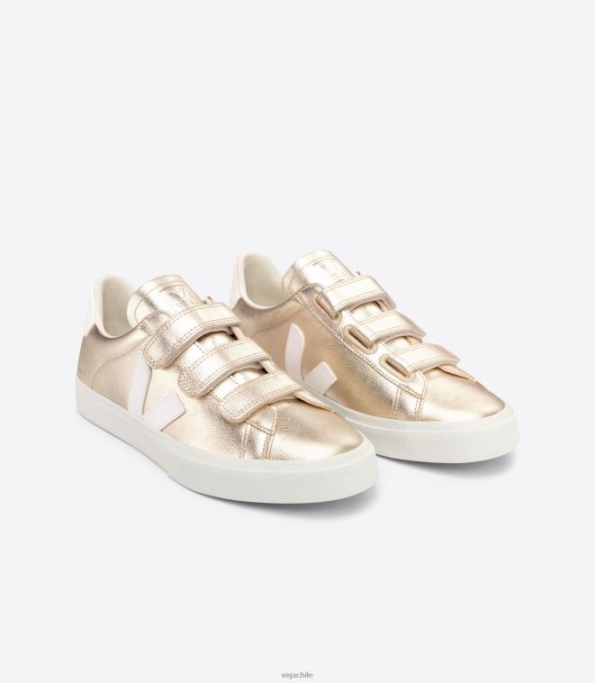 Veja mujer Recife cuero sin cromo platinado blanco PDFXH245 zapatos