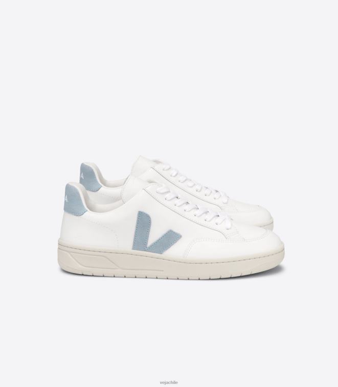 Veja mujer v-12 cuero blanco acero PDFXH229 zapatos