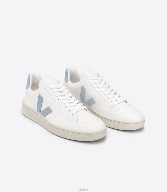 Veja mujer v-12 cuero blanco acero PDFXH229 zapatos