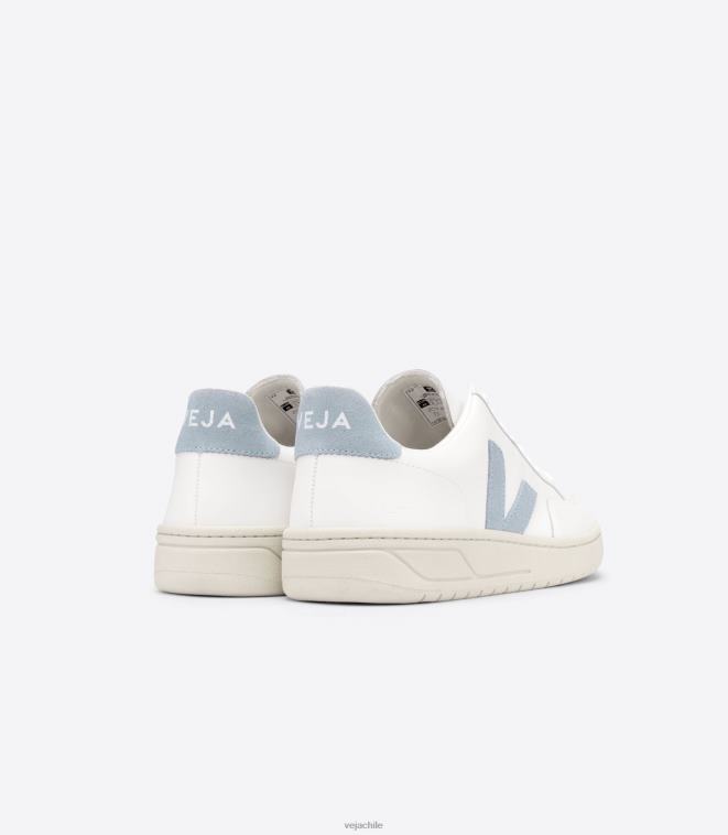 Veja mujer v-12 cuero blanco acero PDFXH229 zapatos