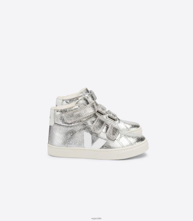 Veja niños esplar medio pelo plata blanco PDFXH318 zapatos