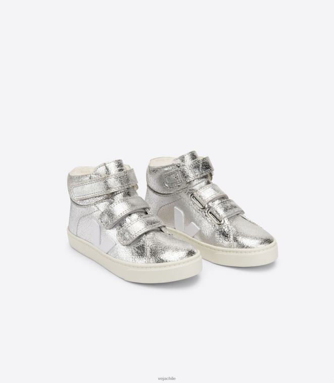 Veja niños esplar medio pelo plata blanco PDFXH318 zapatos