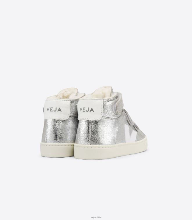 Veja niños esplar medio pelo plata blanco PDFXH318 zapatos