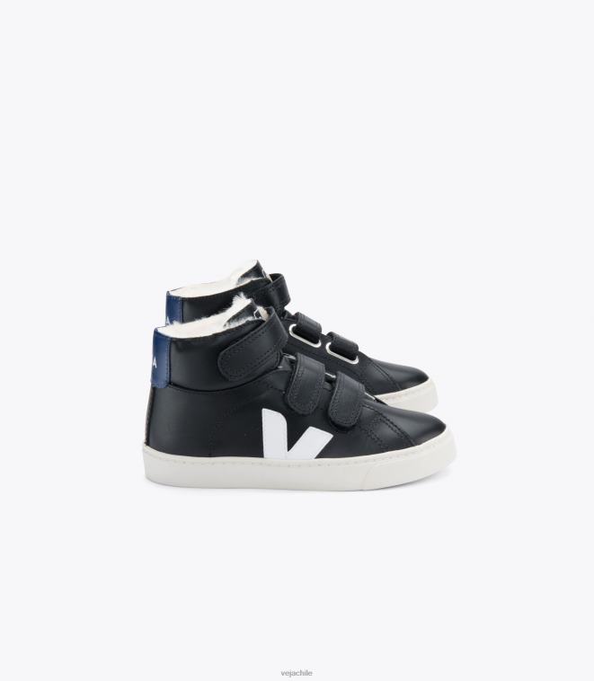 Veja niños esplar piel fured media negro cobalto PDFXH320 zapatos