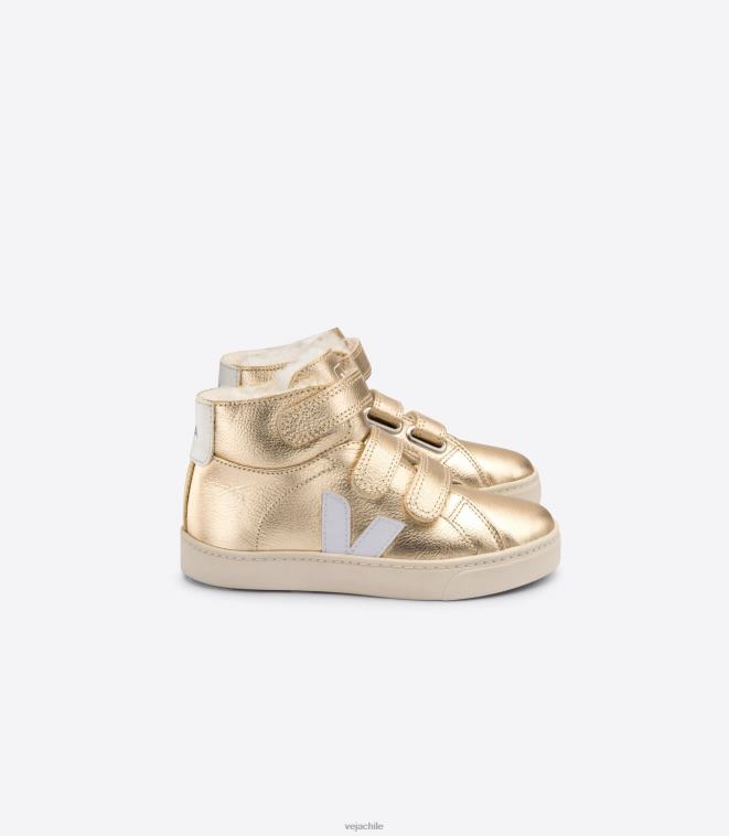 Veja niños esplar piel pelo medio platine blanco PDFXH317 zapatos